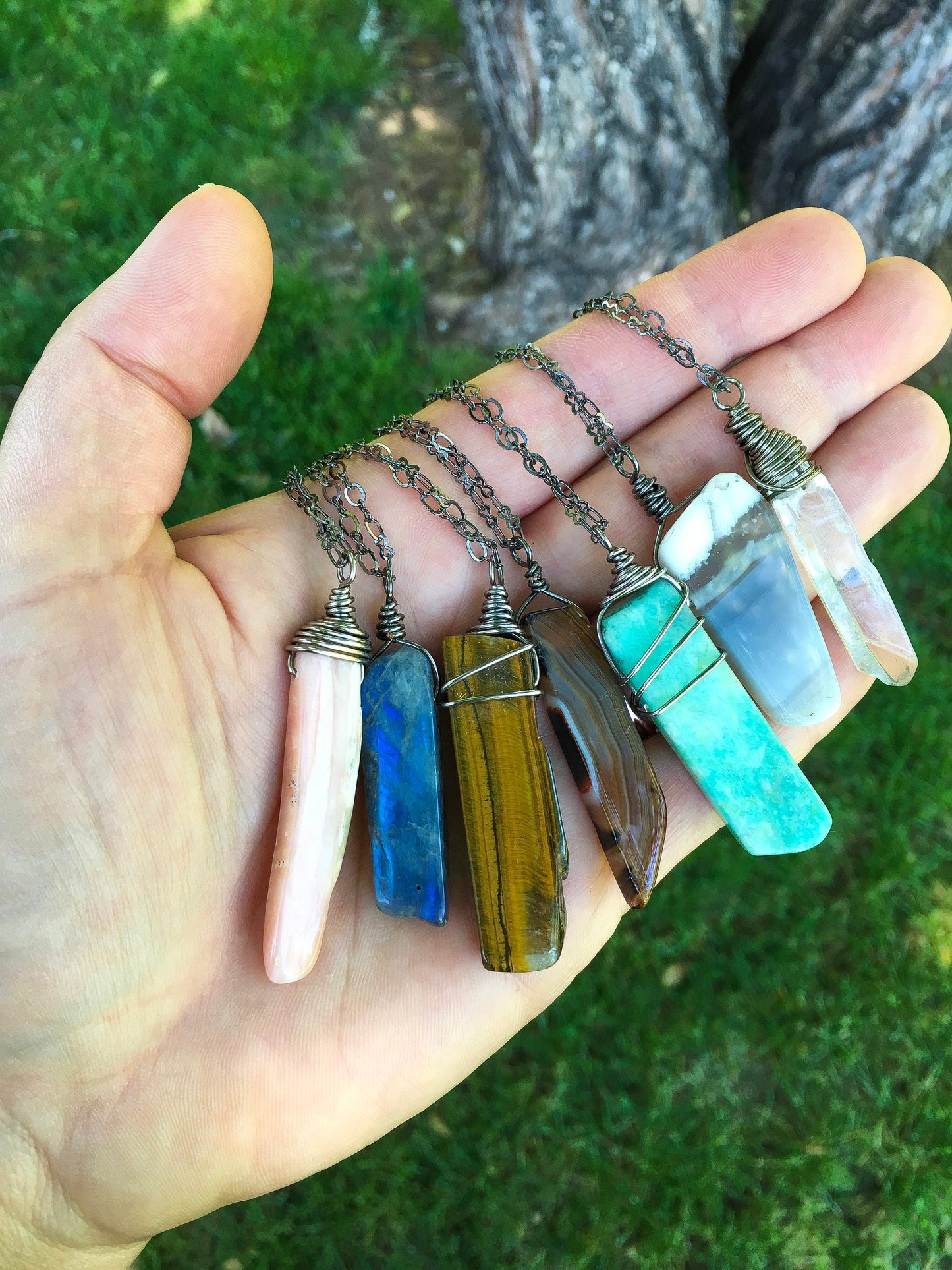 Piano Key Gemstone Necklace
