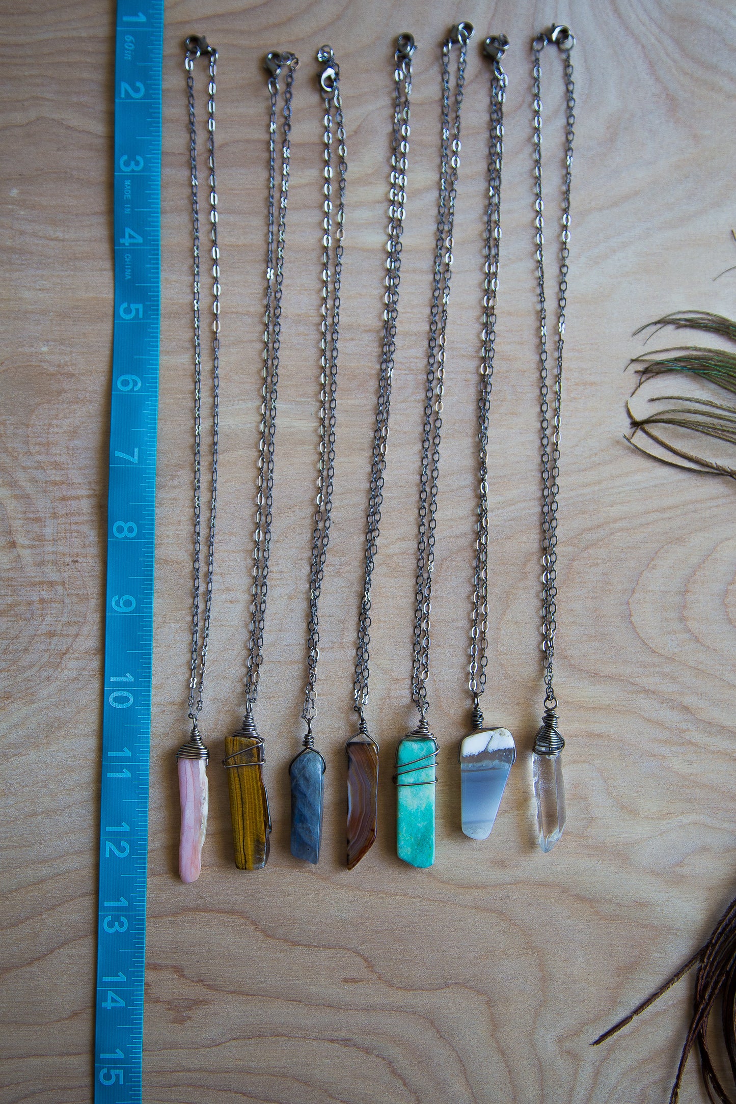 Piano Key Gemstone Necklace