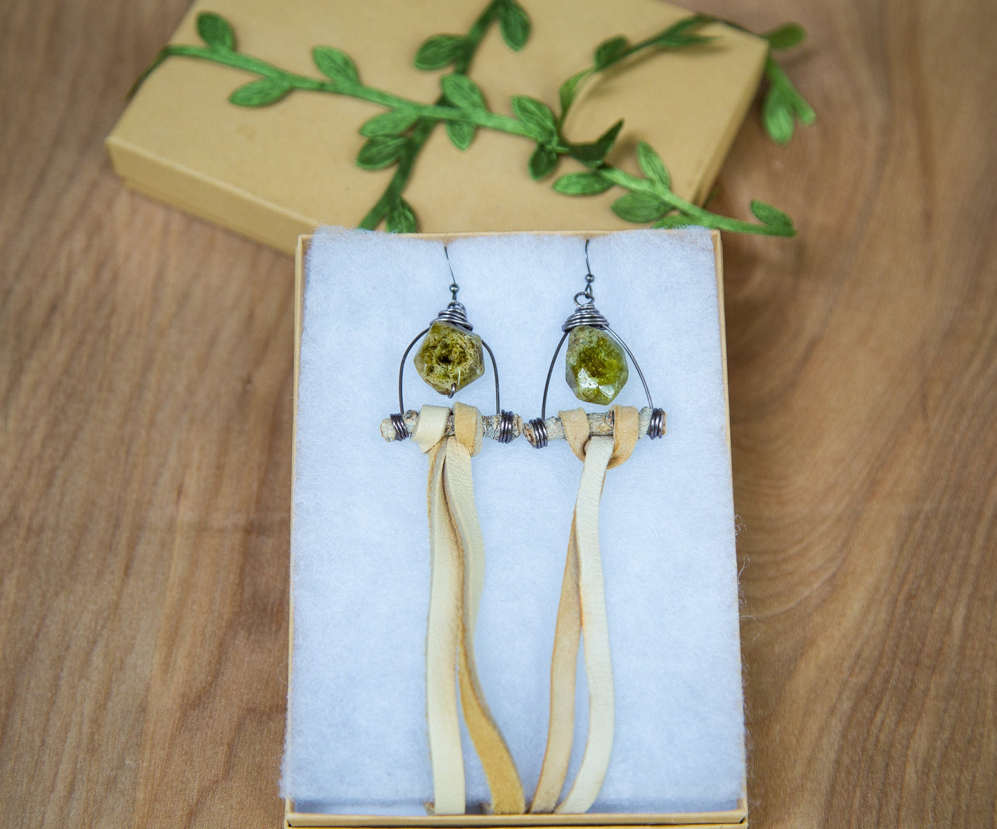 Leather Gemstone Earrings