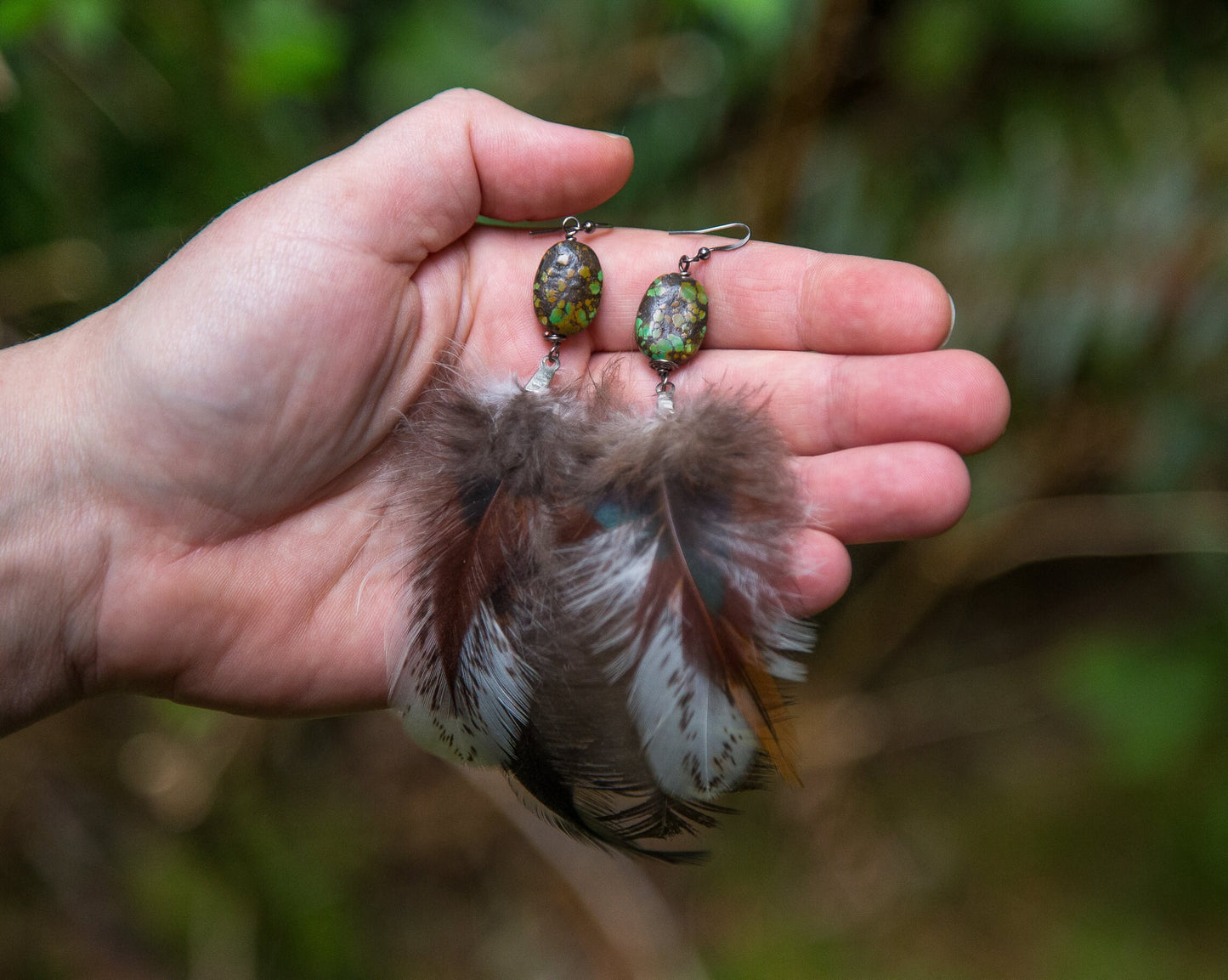 Feather Gemstone Earrings