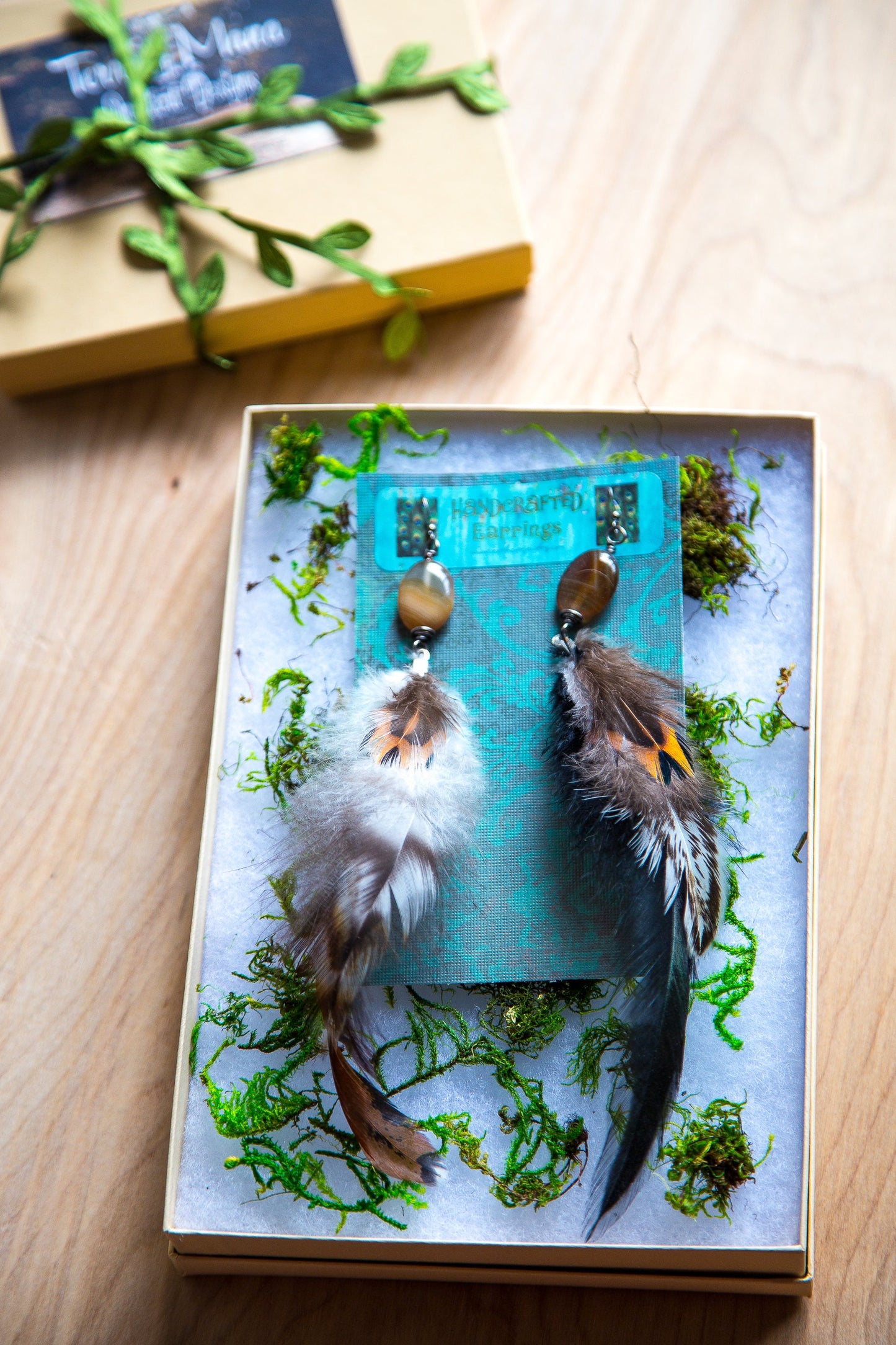 Feather Gemstone Earrings