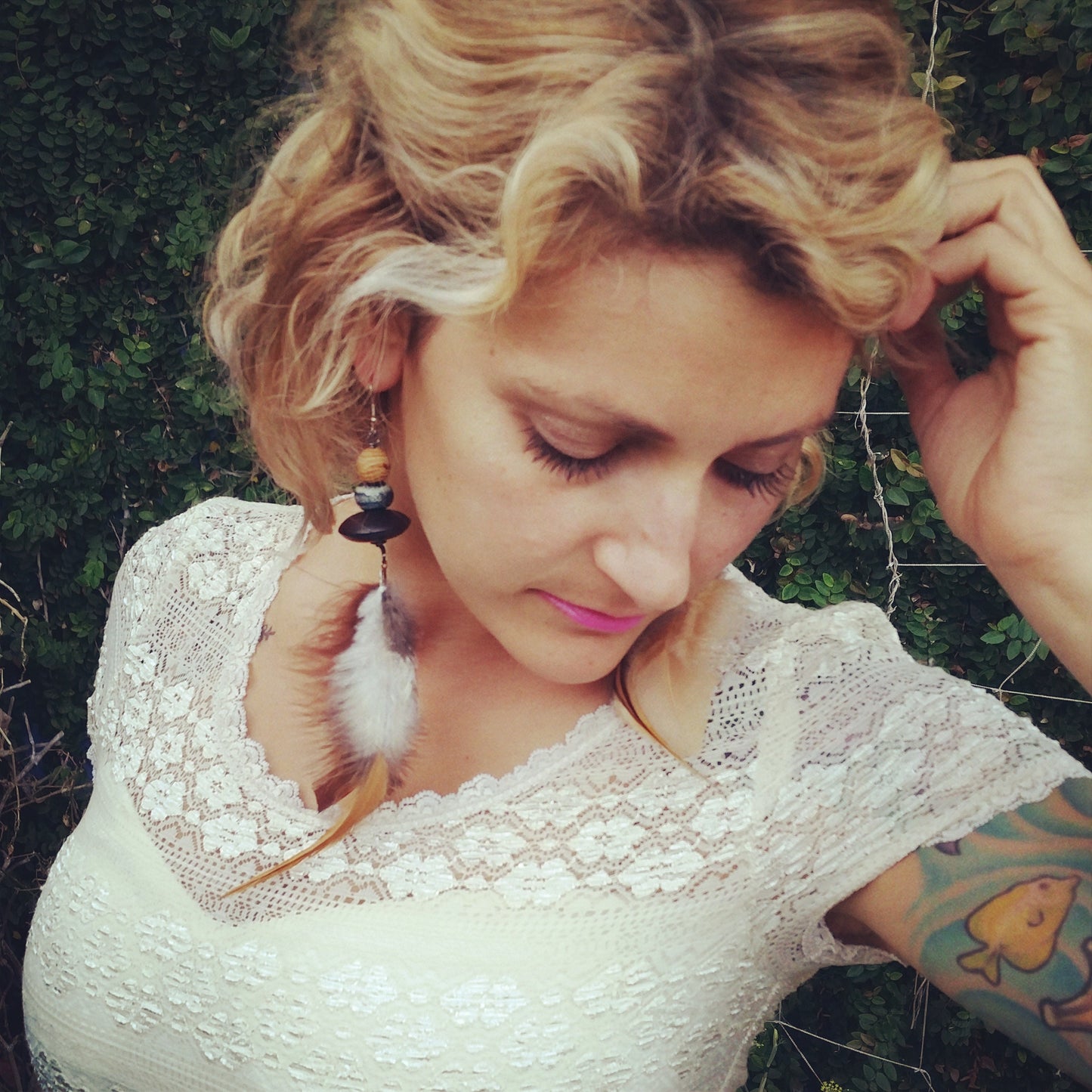 Feather Gemstone Earrings