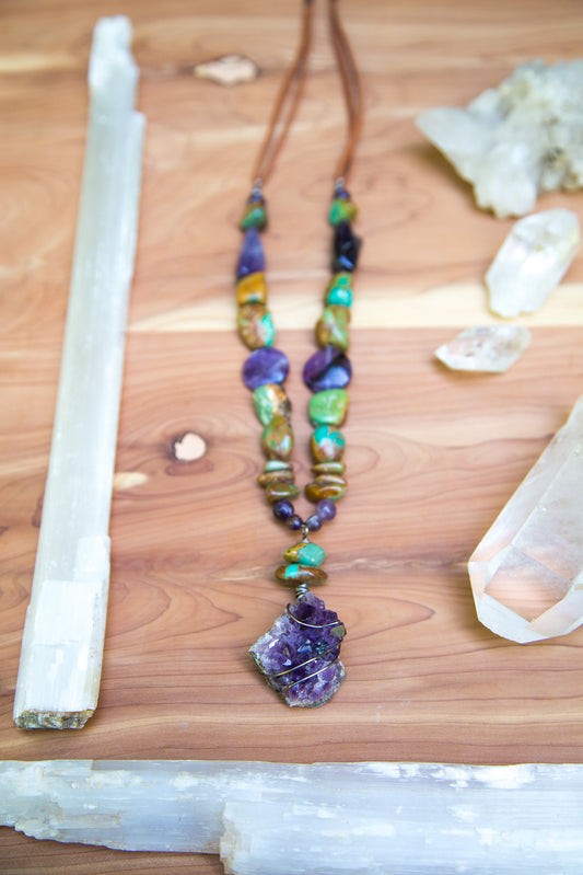 Amethyst Necklace | Gemstone Beaded Necklace