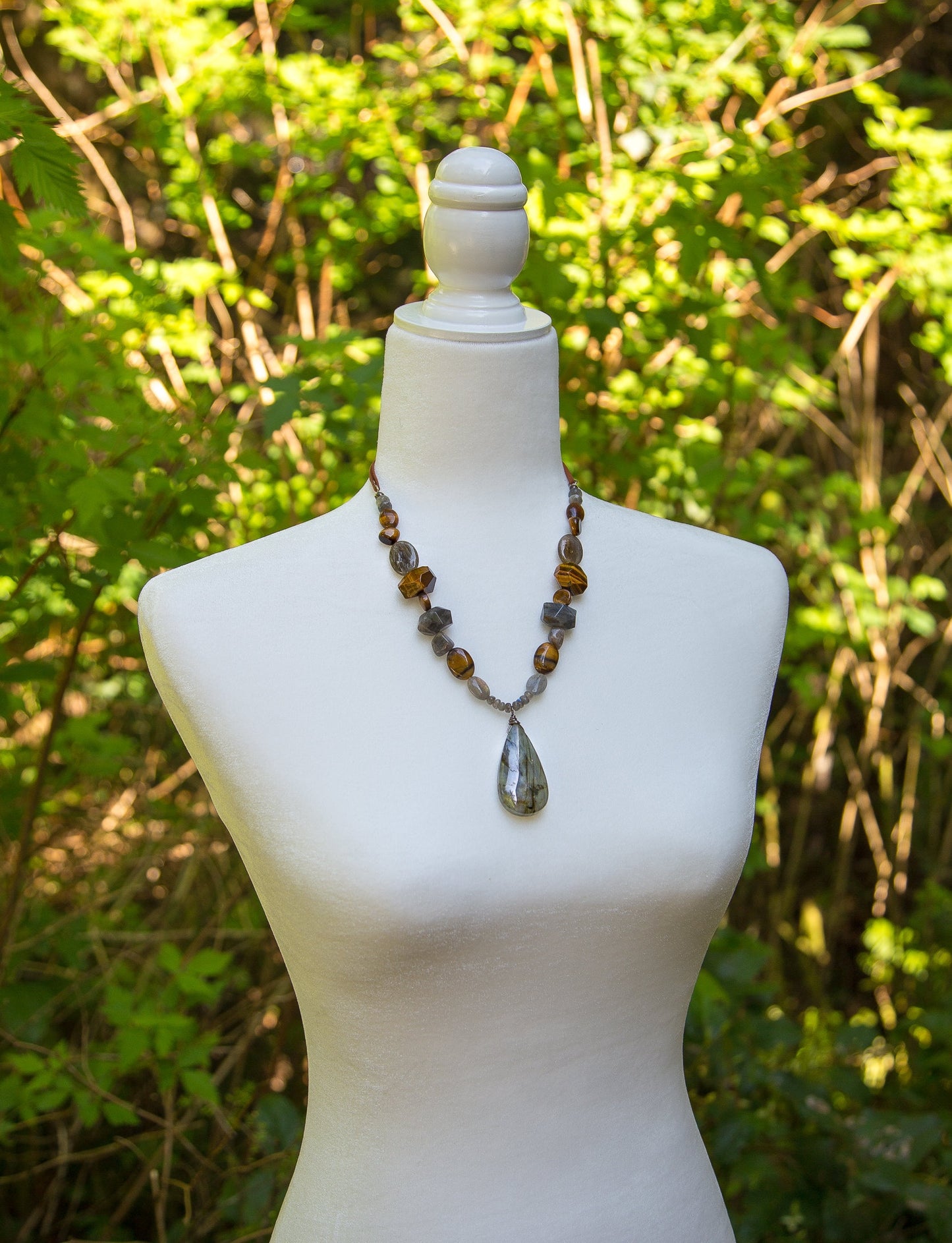 Labradorite Tiger's Eye Boho Festival Necklace