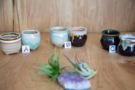2 Piece Plant Hanger with Pots / Ceramic Pots / Plant Hanger/ Tiny Planter/ Airplant Hanger / Succulent Holder / Airplant Holder / Tiny Pots