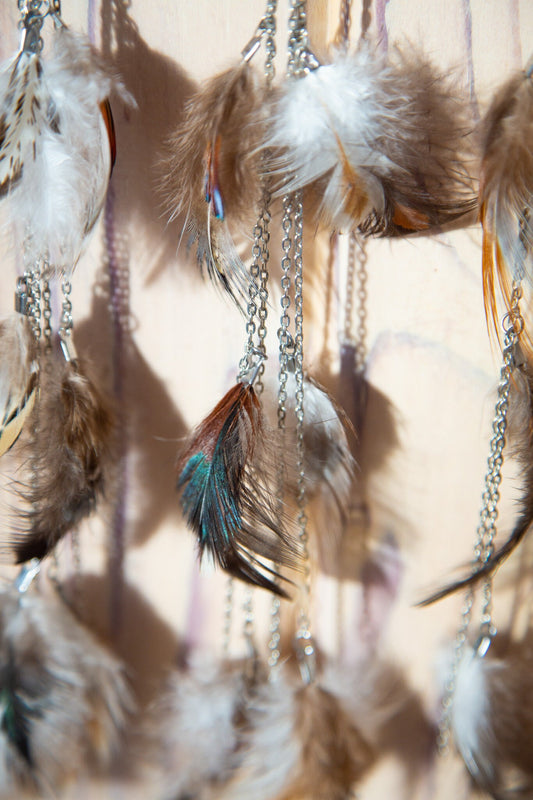 Long Dangling Feather Chain Earrings