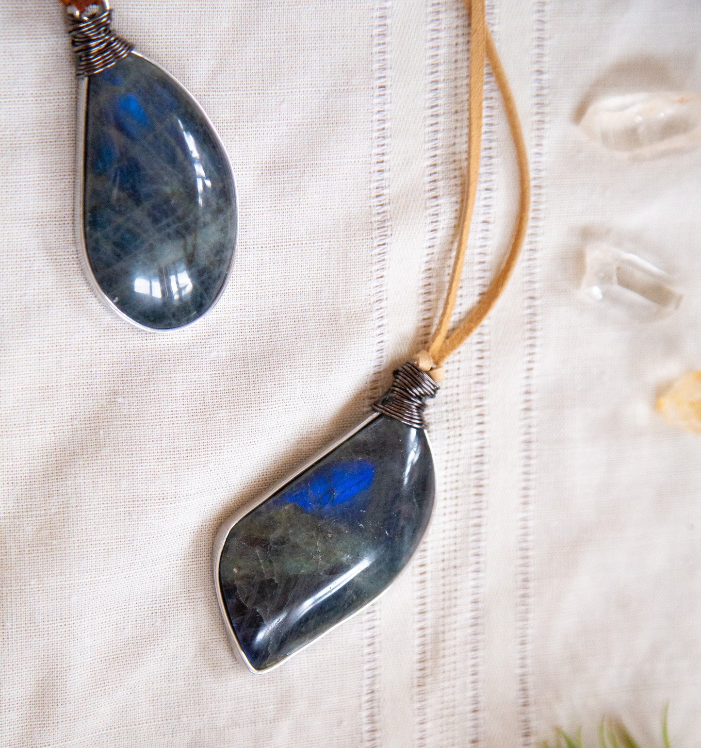 Giant Labradorite Necklace On Leather
