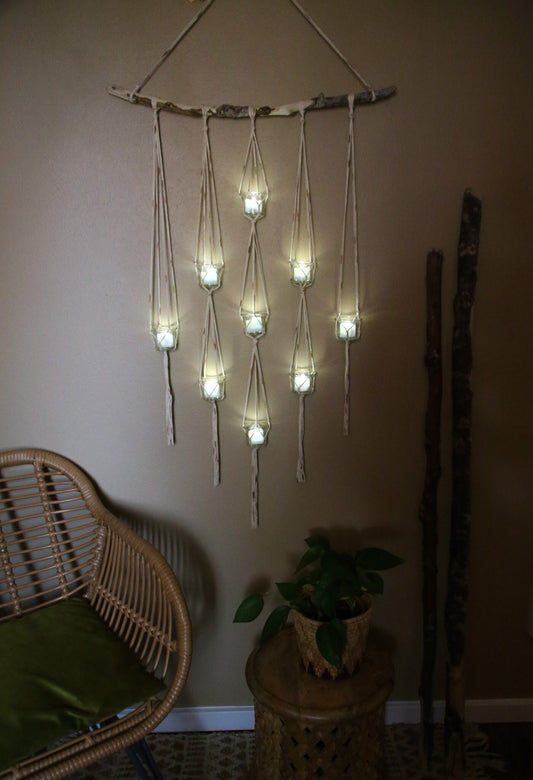 9 piece diamond shape candle holder large driftwood wall hanging