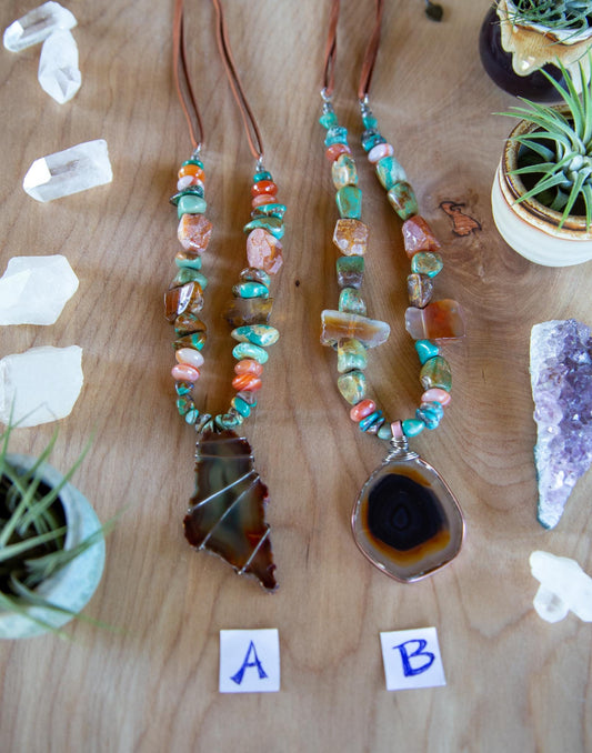 large chunky Turquoise Agate Carnelian beaded necklace / earthy gemstone necklace / festival boho style / crystal healing necklace