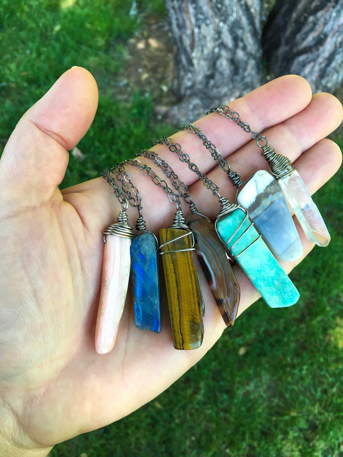 Piano Key Gemstone Necklace