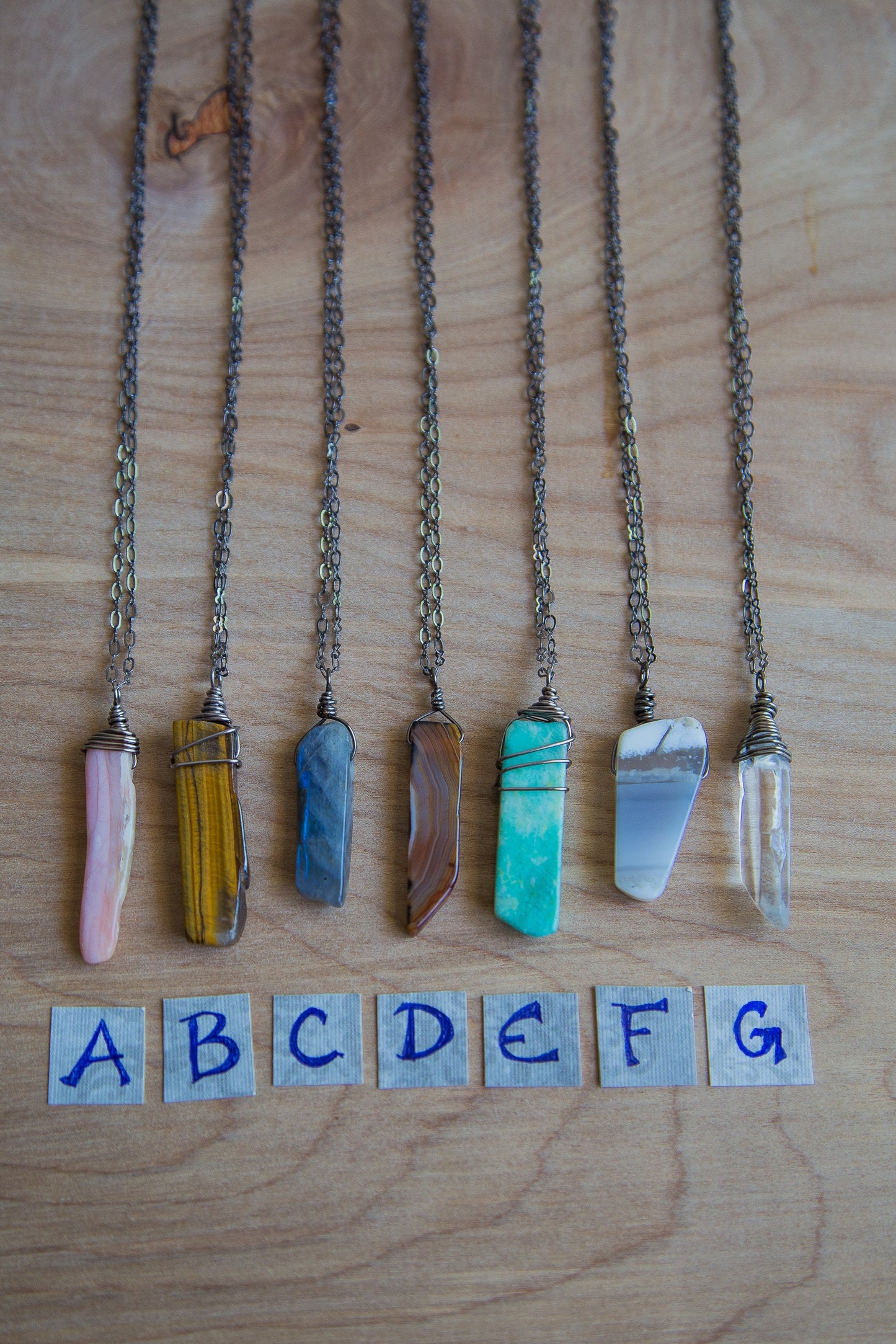 Piano Key Gemstone Necklace