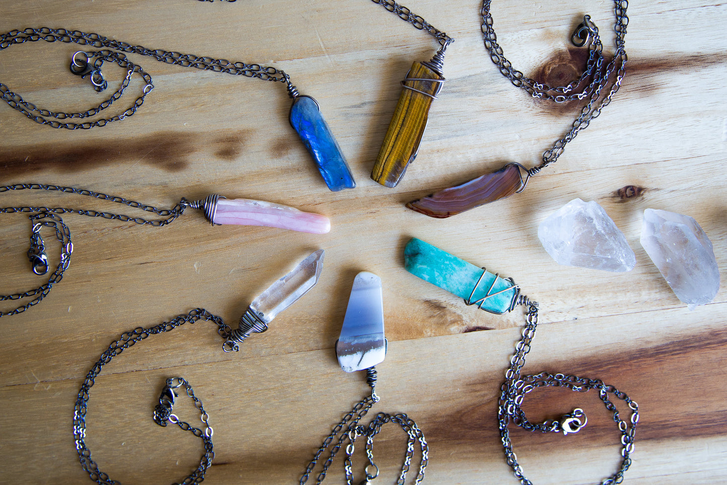 Piano Key Gemstone Necklace