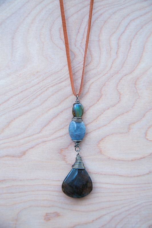 Labradorite Necklace / Gemstone Necklace / Labradorite Stone Jewelry / Bohemian Jewelry / Handcrafted Necklace / Earth Jewelry / Unisex