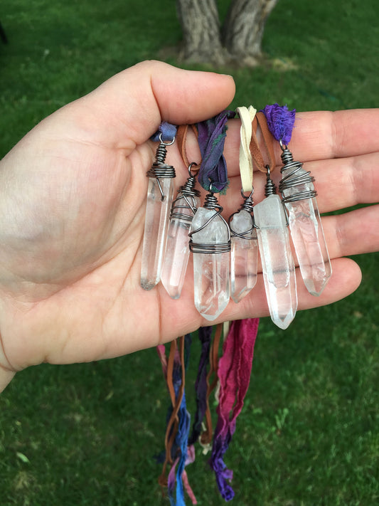 X Large Quartz Point Necklace