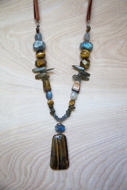 Labradorite Tiger's Eye Boho Festival Necklace