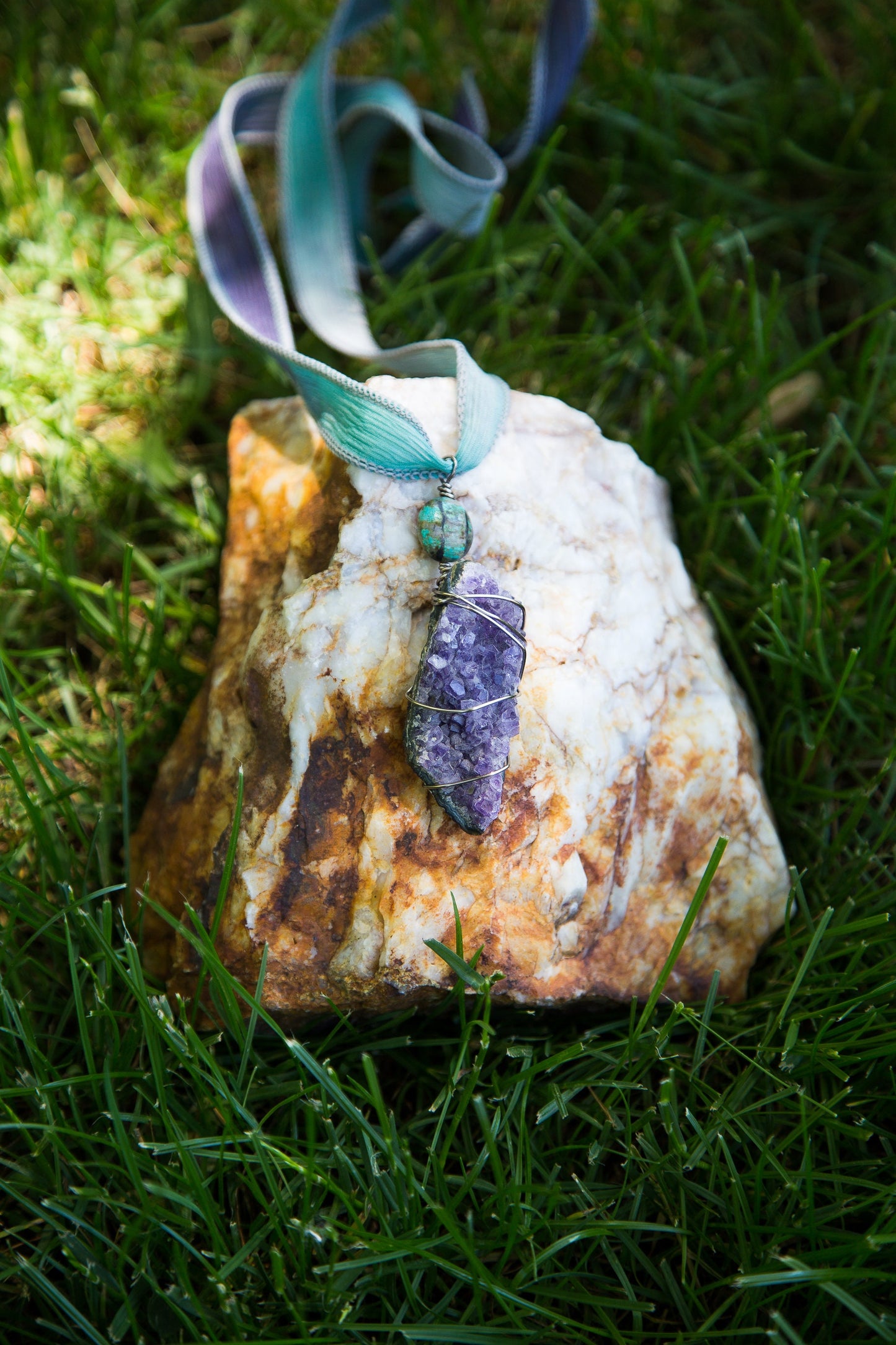 Amethyst Geode Necklace / Amethyst Necklace / Amethyst Cluster Necklace / Long Amethyst Necklace / Boho Amethyst Necklace / Amethyst Geode
