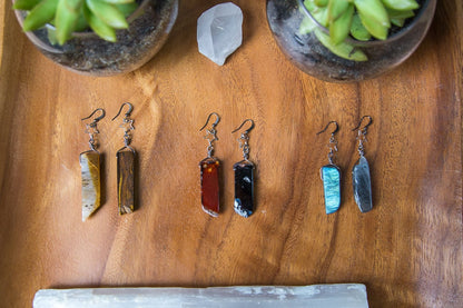 Simple Piano Key Gemstone Earrings