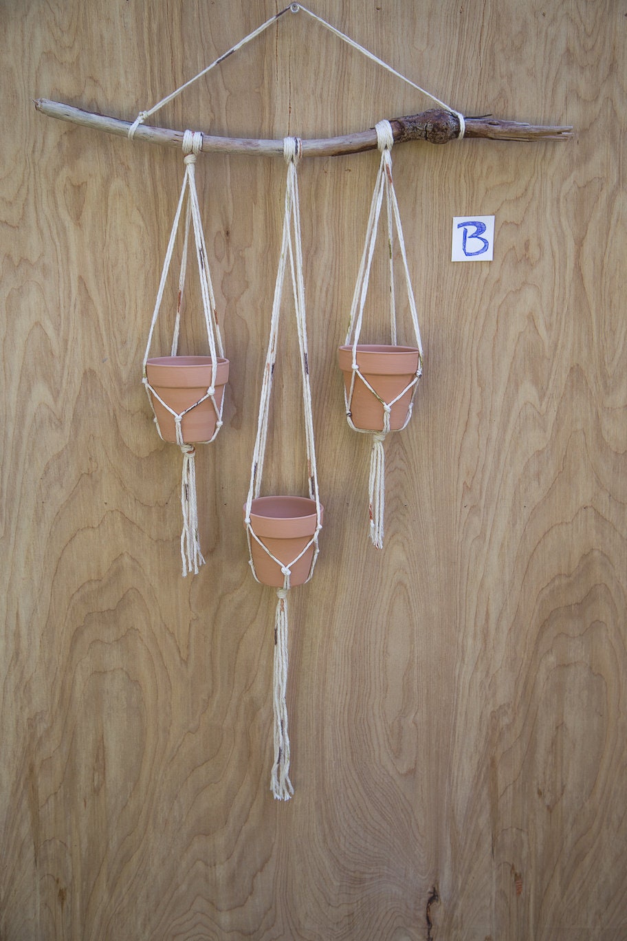 Small Plant Hanger with Terra Cotta Pots