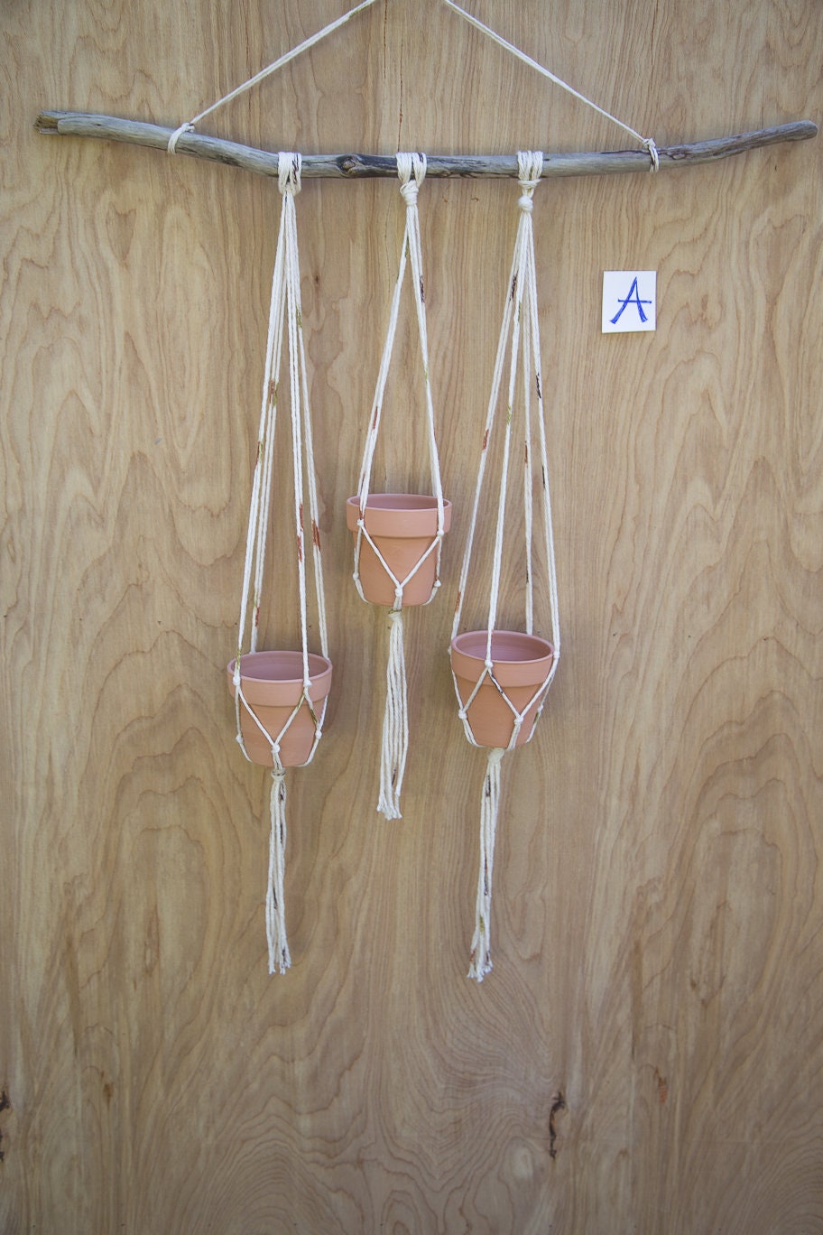 Small Plant Hanger with Terra Cotta Pots