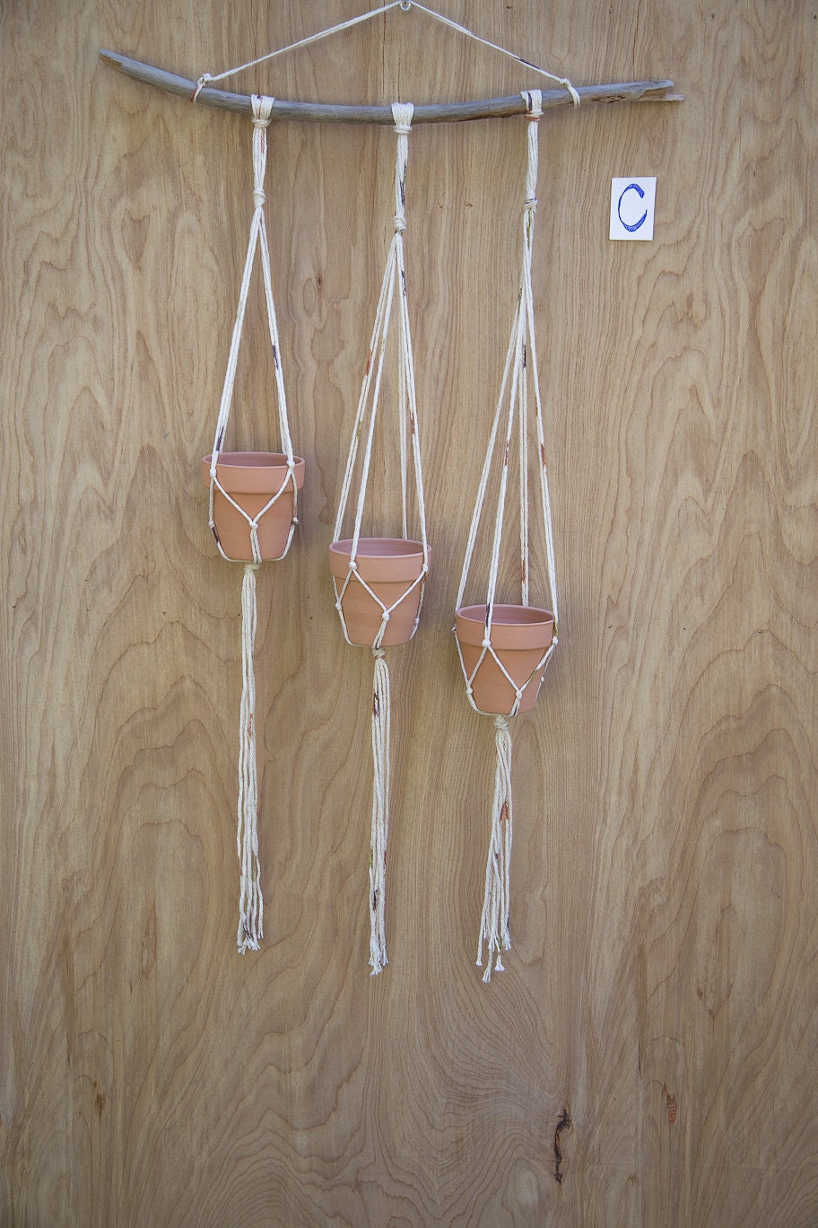 Small Plant Hanger with Terra Cotta Pots