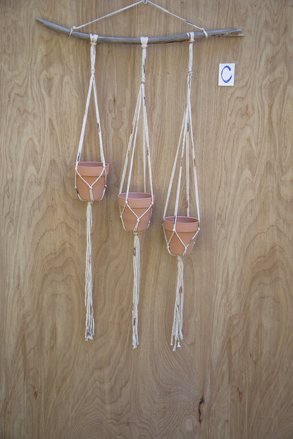 Small Plant Hanger with Terra Cotta Pots