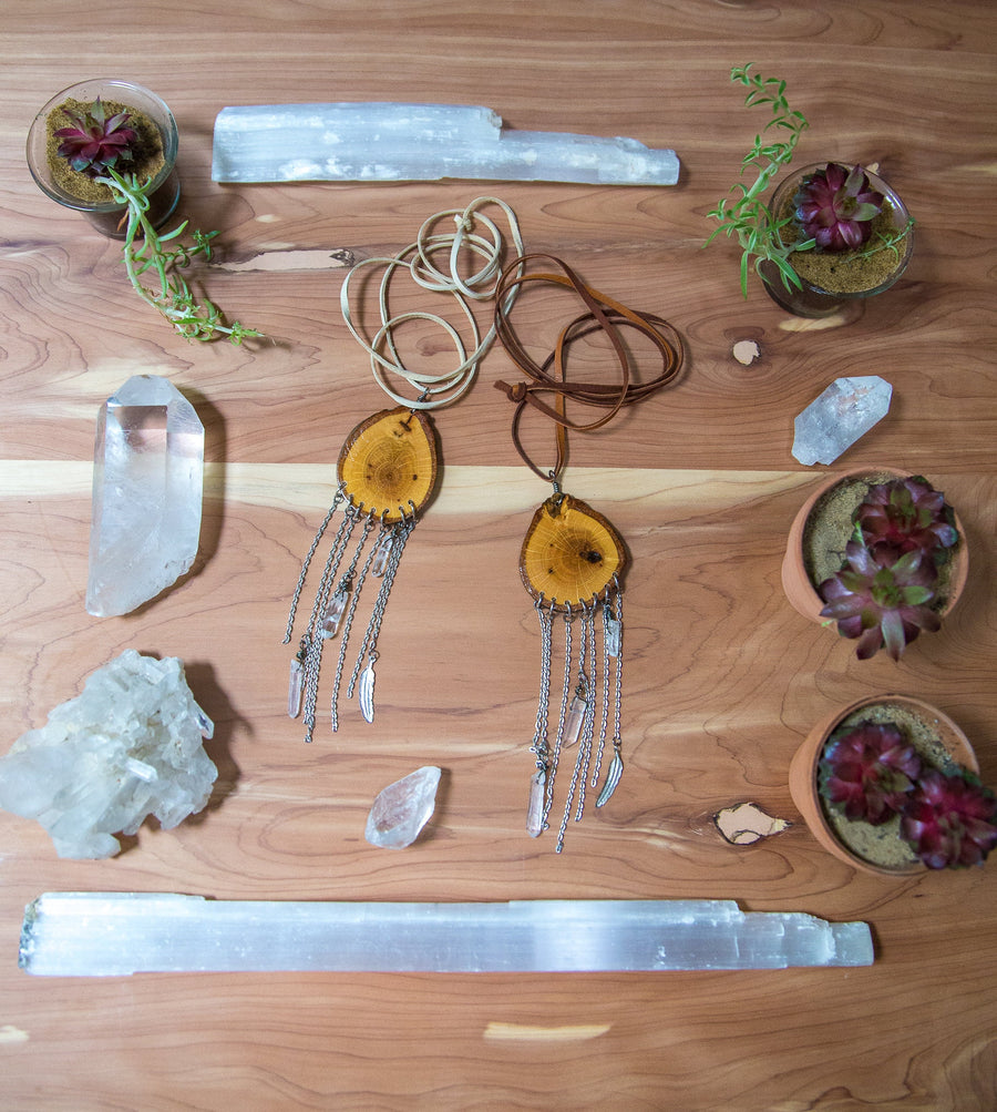 Wood Slice Dreamcatcher Necklace