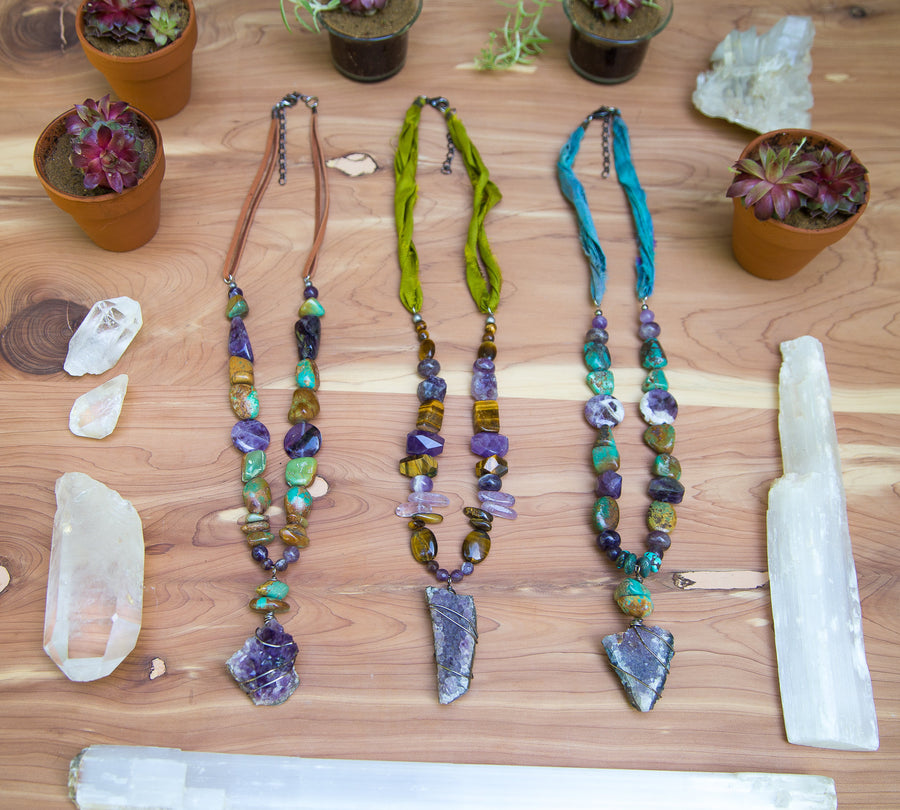 Amethyst Geode Beaded Necklace