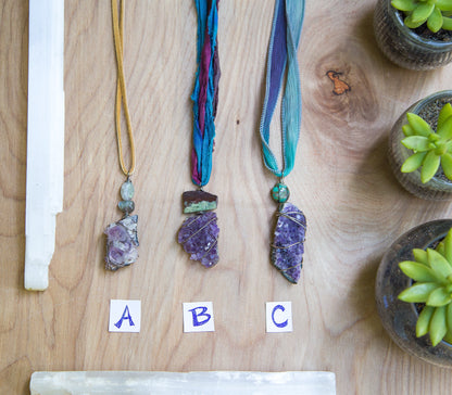 Amethyst Geode Necklace / Amethyst Necklace / Amethyst Cluster Necklace / Long Amethyst Necklace / Boho Amethyst Necklace / Amethyst Geode