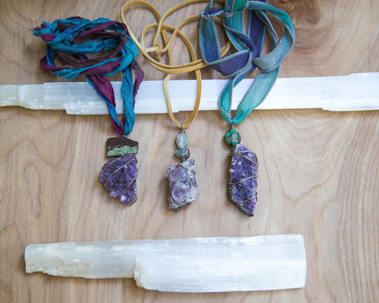 Amethyst Geode Necklace / Amethyst Necklace / Amethyst Cluster Necklace / Long Amethyst Necklace / Boho Amethyst Necklace / Amethyst Geode