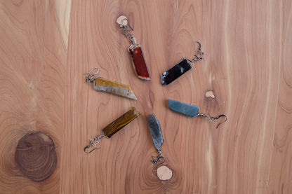 Simple Piano Key Gemstone Earrings