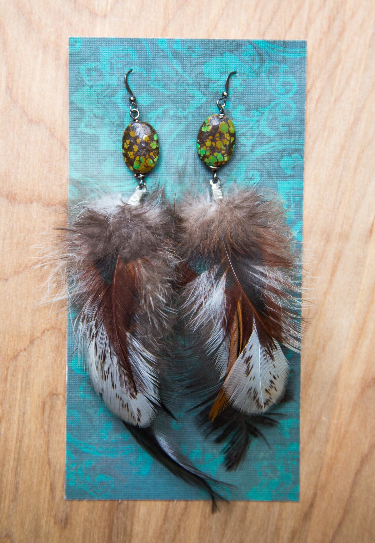 Feather Gemstone Earrings