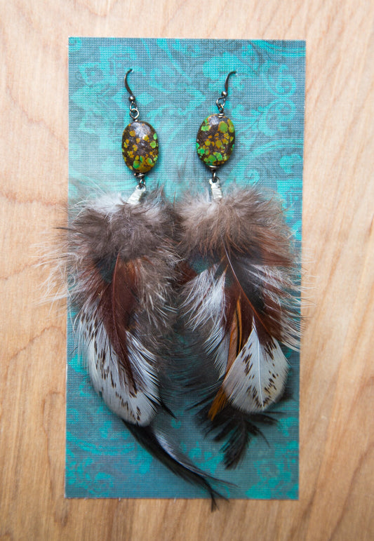 Feather Gemstone Earrings