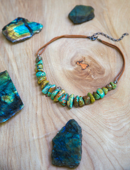 Turquoise Necklace / Unisex Jewelry / Turquoise Jewelry / Mens Turquoise Necklace / Festival Jewelry / Chunky Beaded Gemstone Necklace