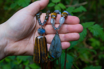 Labradorite Tiger's Eye Boho Festival Necklace