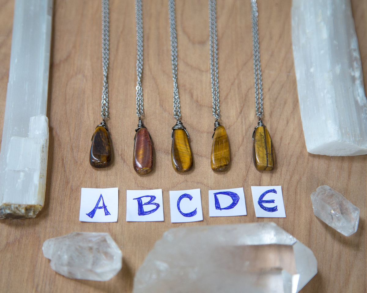 Tiger's Eye Tear Drop Necklace