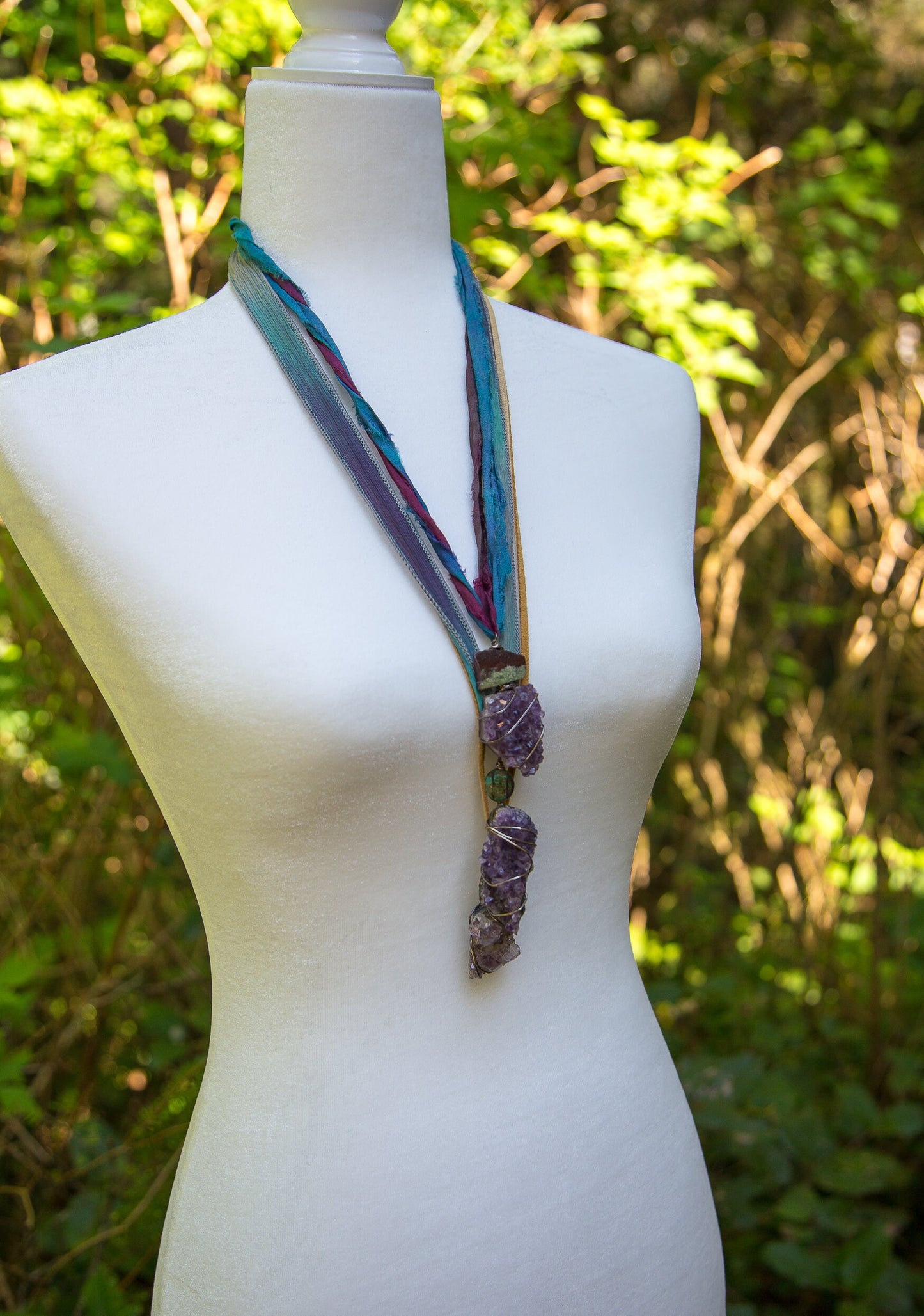 Amethyst Geode Necklace / Amethyst Necklace / Amethyst Cluster Necklace / Long Amethyst Necklace / Boho Amethyst Necklace / Amethyst Geode