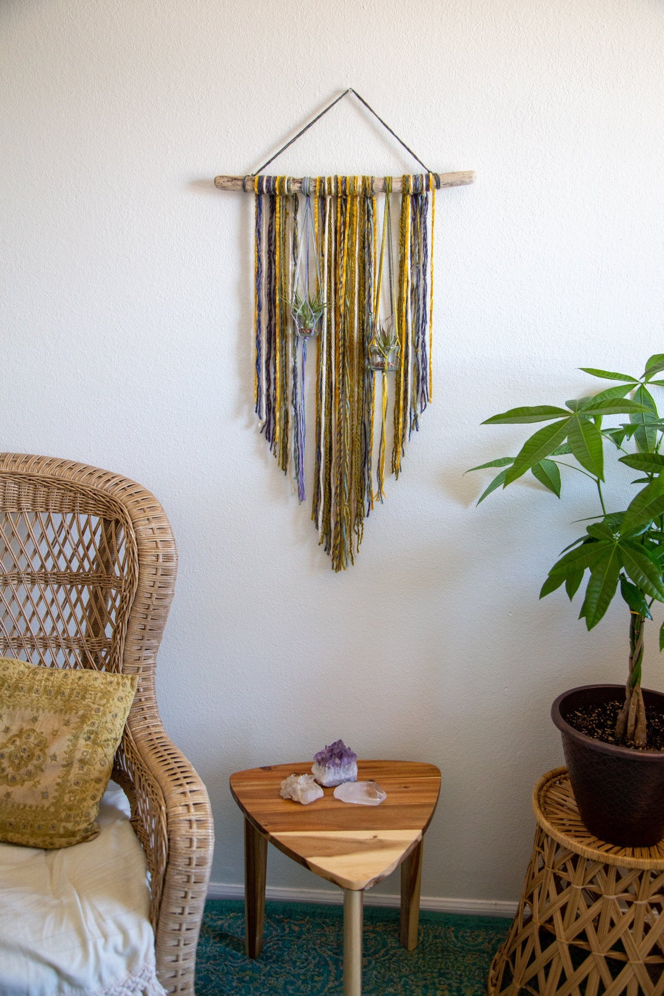 Wall Hanging / Plant Hanger / Hanging Plant Art / Fiber Art / Wall Decor / Earth Elements Art / Plant Art / Boho Wall Decor / Earth Art