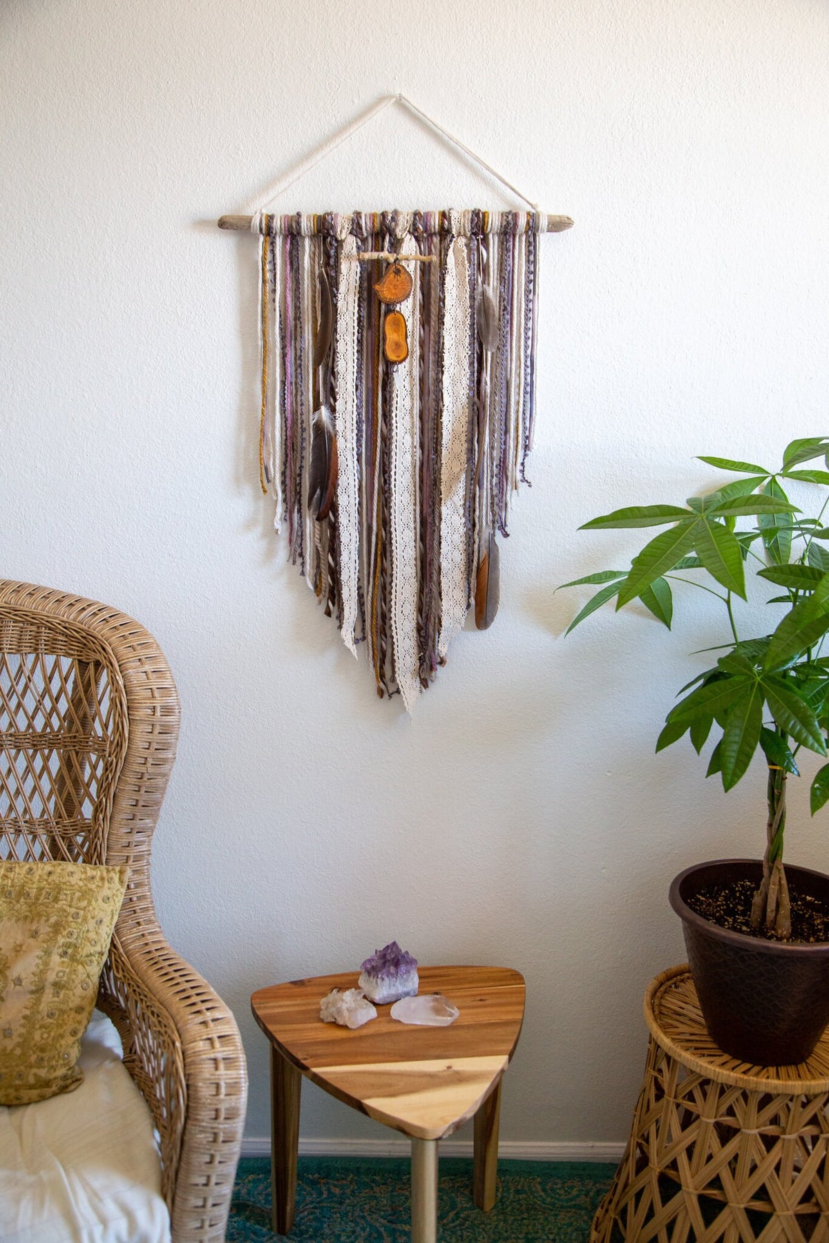 Wood Slice & Quartz Wall Hanging
