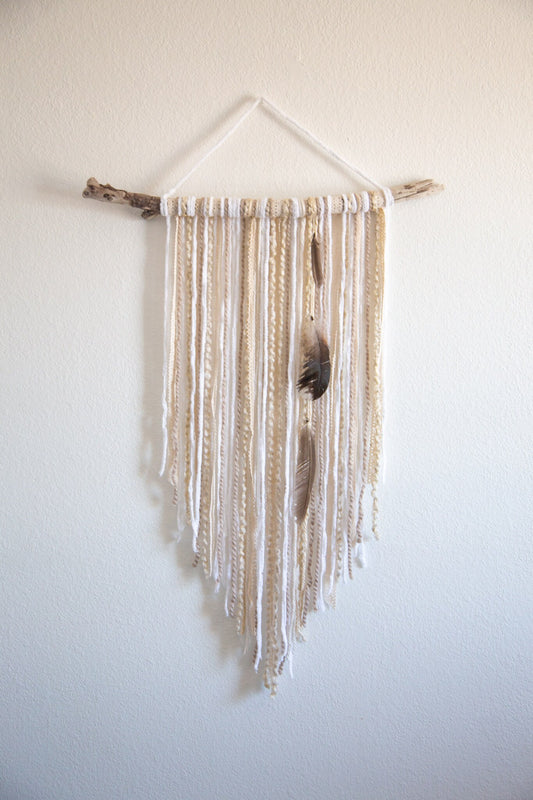 Wall Hanging / Fiber Wall Decor / Fiber Art / White Wall Hanging / Fiber Dreamcatcher / Boho Wall Decor / Fiber Wall Hanging