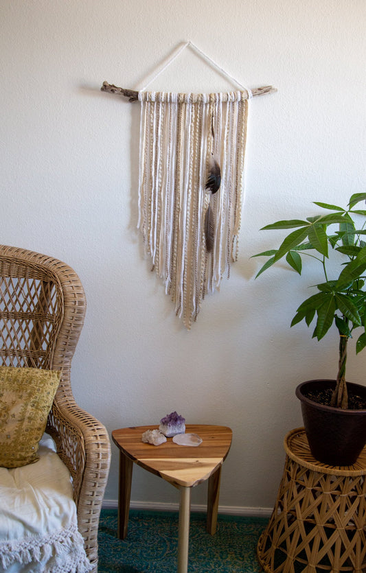 Wall Hanging / Fiber Wall Decor / Fiber Art / White Wall Hanging / Fiber Dreamcatcher / Boho Wall Decor / Fiber Wall Hanging