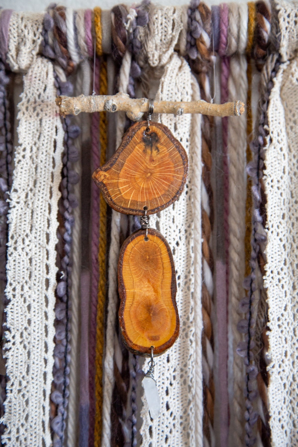 Wood Slice & Quartz Wall Hanging