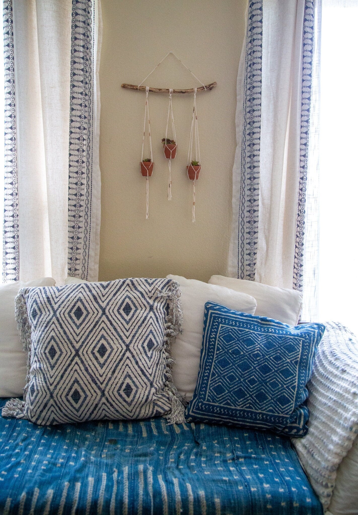 Small Plant Hanger with Terra Cotta Pots