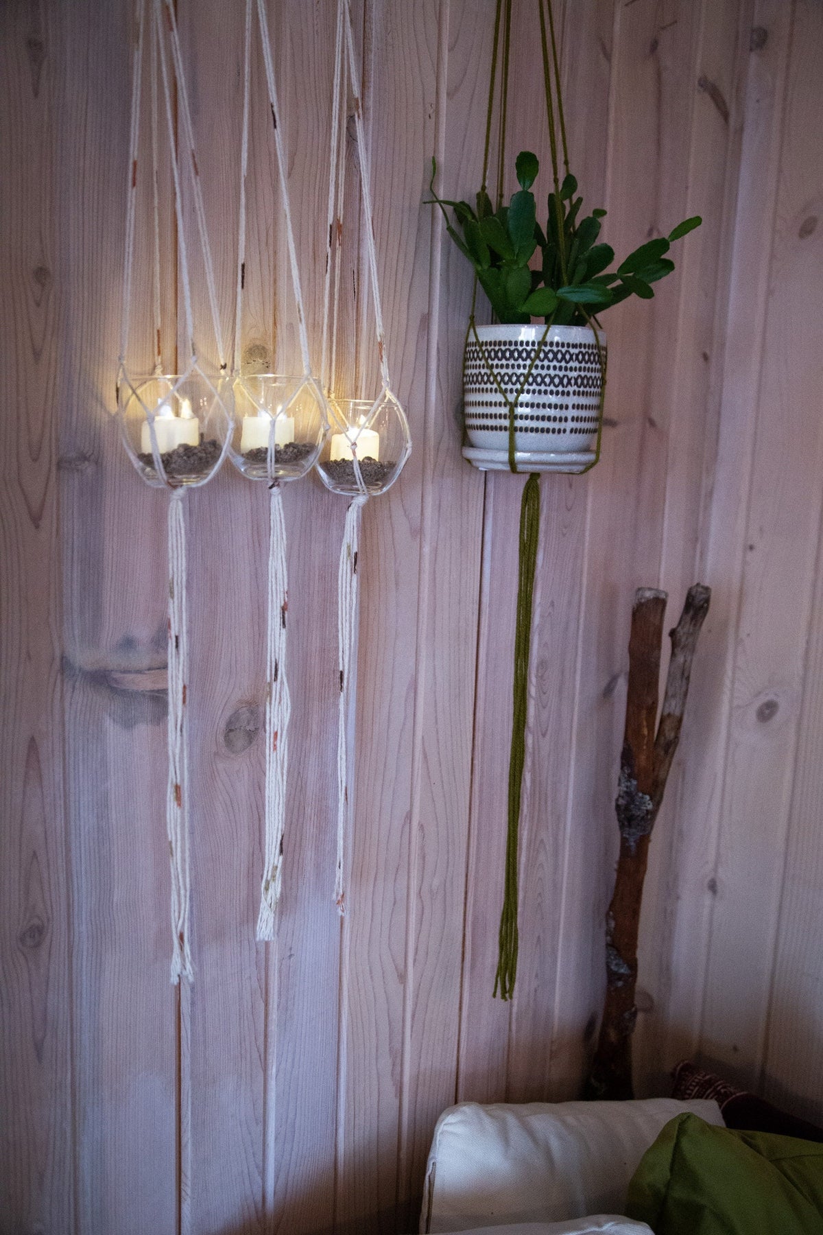 Beige Plant Hangers — Set of Three