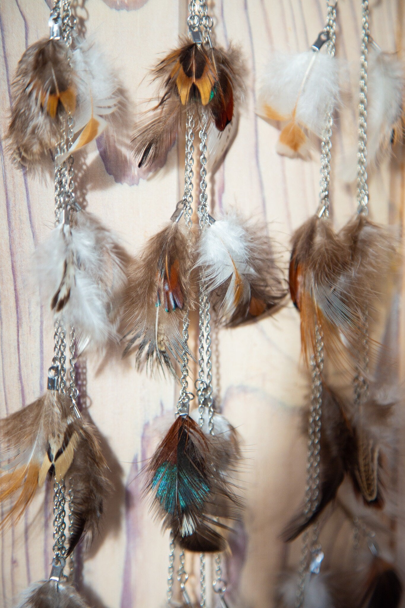 Long Dangling Feather Chain Earrings