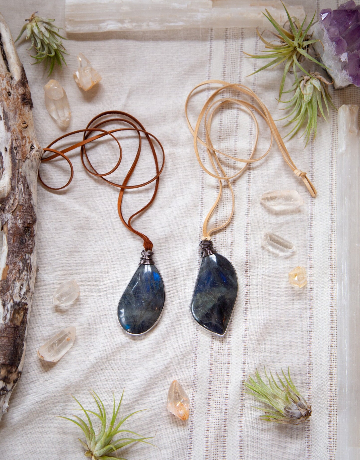 Giant Labradorite Necklace On Leather