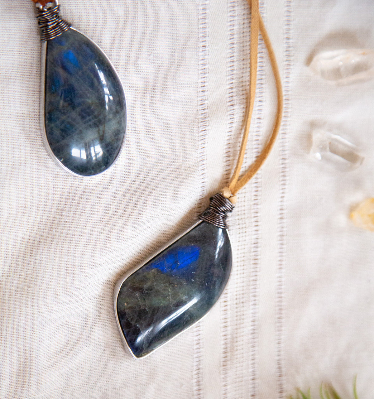 Giant Labradorite Necklace On Leather