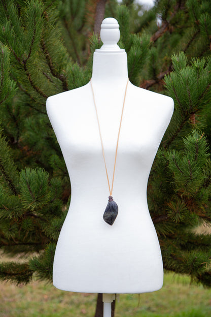 Giant Labradorite Necklace On Leather