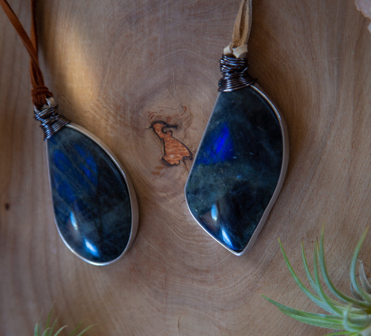 Giant Labradorite Necklace On Leather