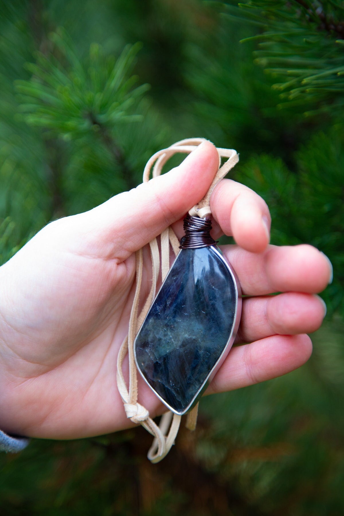 Giant Labradorite Necklace On Leather