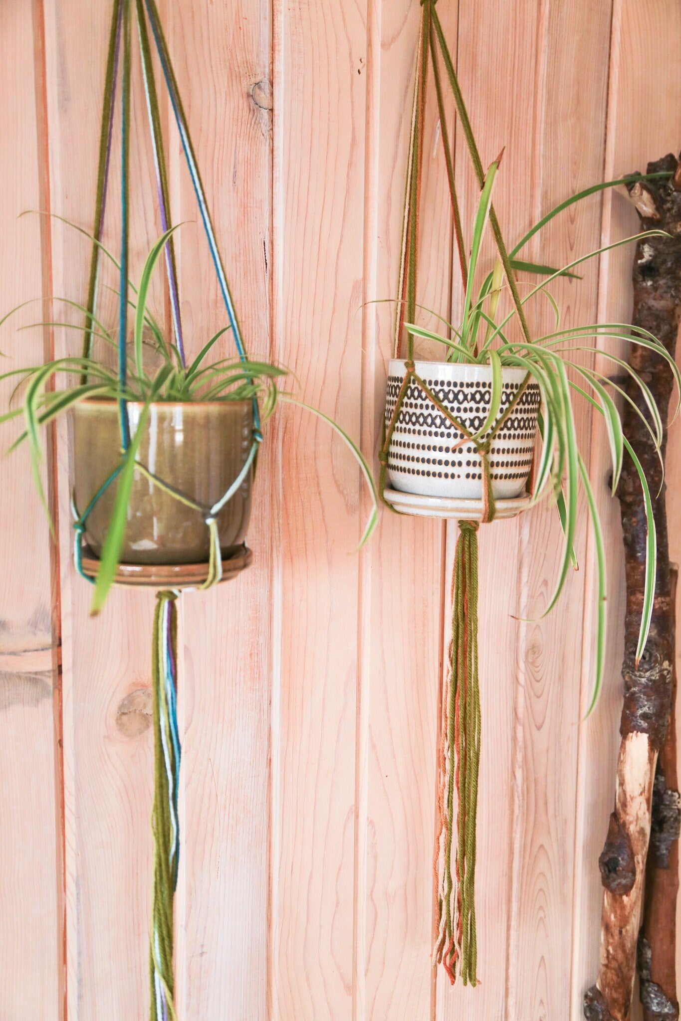2 piece plant hangers for 4 to 5 inch pots | moss green